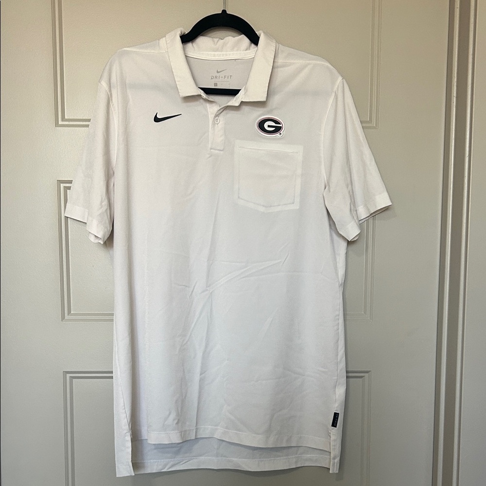 Nike Georgia Polo, Drifit On-Field white short sleeve Large, chest pocket